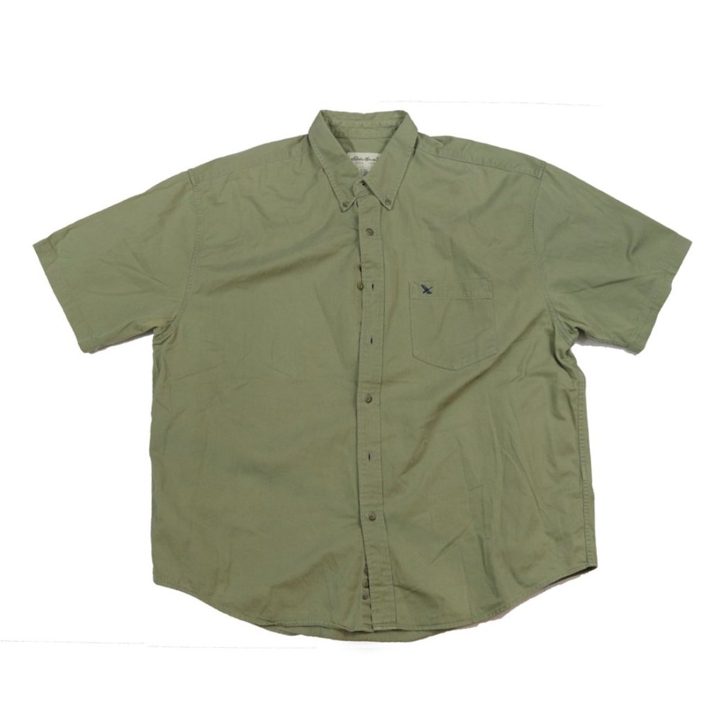 Eddie Bauer Green Olive Button down Shirt SZ 2XL